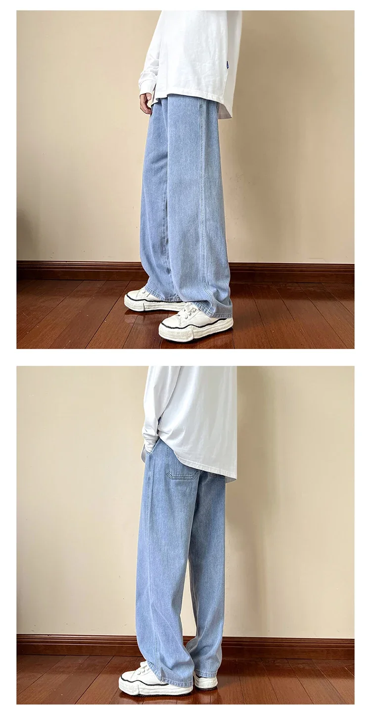 Description Picture 4 of itemBlue Jeans Men Ankle length  Male Straight Denim Pants  New Streetwear Baggy  Ins Washed   Black Clothes