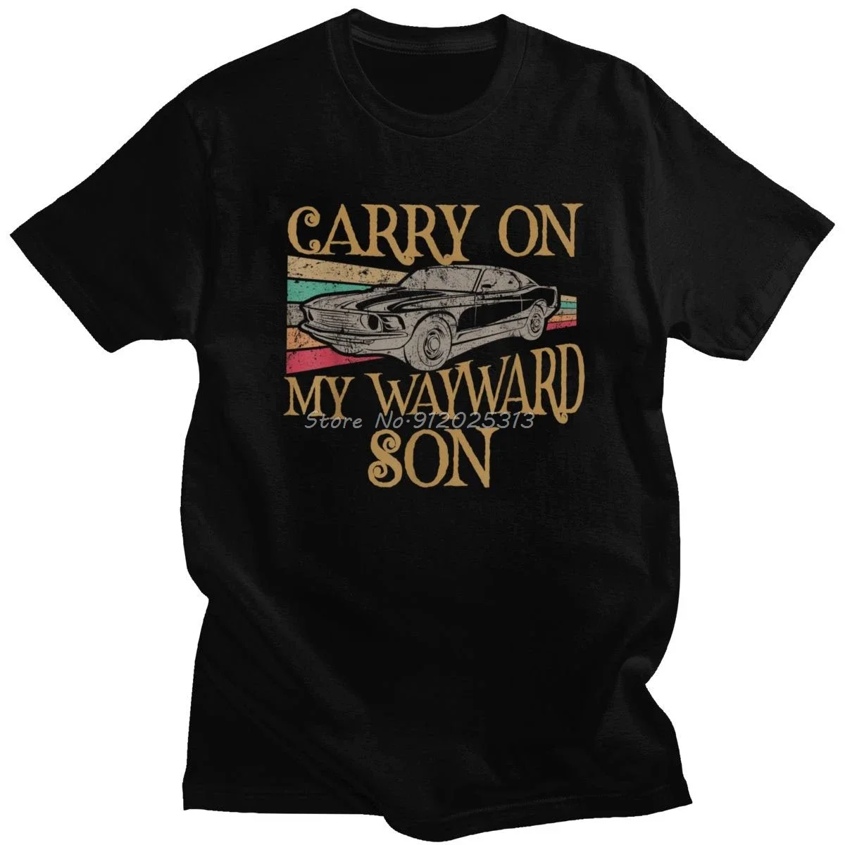 

Забавная футболка с надписью «Keep On My Wayward Son», Мужская хлопковая футболка для отдыха, винтажная ТВ сверхъестественная футболка с коротким рукавом, одежда