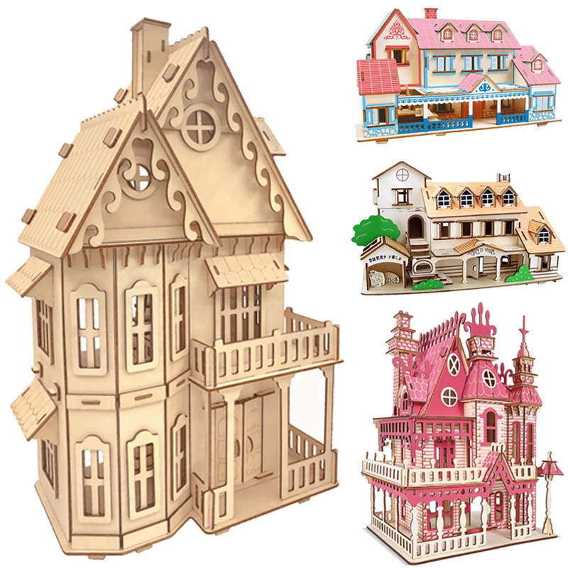 3D dřevěný hraček puzzle vila dr. house budova modelka lupenková pil a DIY psací stůl příslušenství domácí pokoj dekorace stůl dekorace pro děti děti