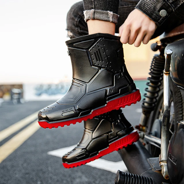 2023 Men Rain Boots New Fashion Nonslip Waterproof Shoes Solid