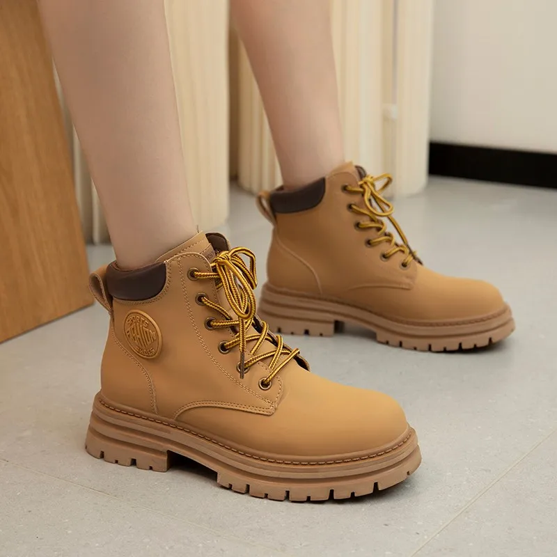 

2022 New Fashion Women's Boots Lace Up Ankle Boots Women Casual Punk Shoes Women Plus Size Women's Motorcycle Boots