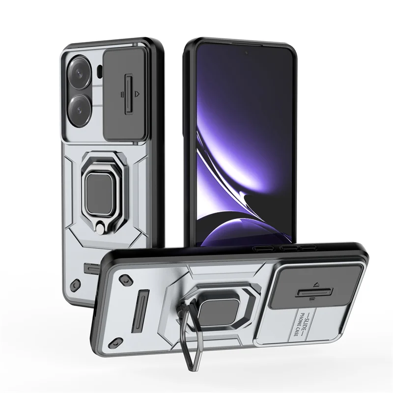 Slide Lens Armor Phone Case with Magnetic Ring Holder Cover - Enhanced Protection for Xiaomi Poco X7 Pro 5G