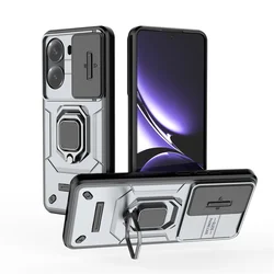 Slide Lens Armor Phone Case with Magnetic Ring Holder Cover - Enhanced Protection for Xiaomi Poco X7 Pro 5G (ZDX-Gun Gray)