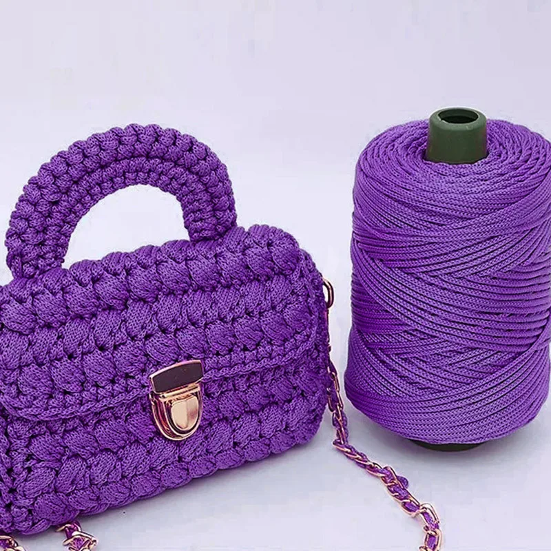 1pc Solid Color Smooth Ice Silk Thread Blend Thread Summer Sun Hat Cushion Doll Handbag Crochet Hollow Thread Wear-Resistant 3