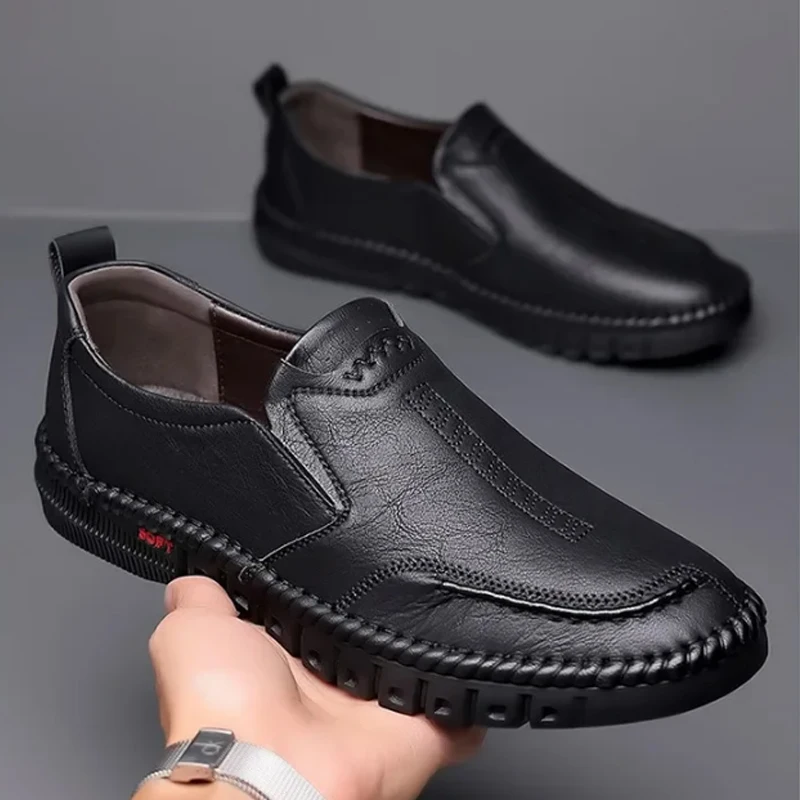Men's Leather Business Casual Loafers Breathable Comfortable Summer Sneakers