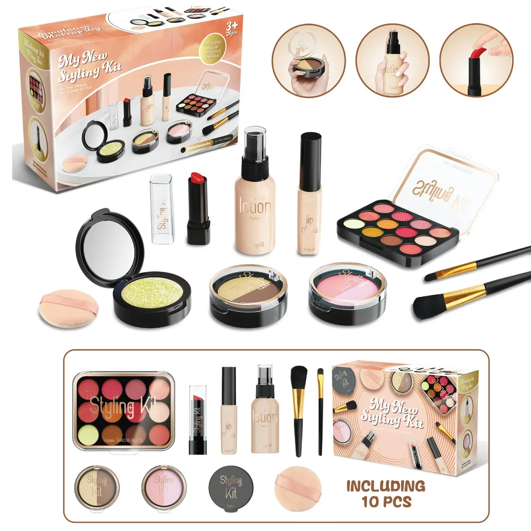 10pcs Creative Pretend Makeup Play Toy Kit for Youngsters girls-Ideal Gift for Christmas, Halloween, Thanksgiving & Birthdays