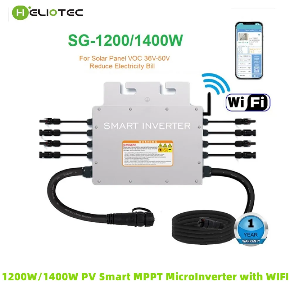 Heliotec 1200W 1400W Mppt Solar Pv Smart Microinverter Con Funzione Wifi