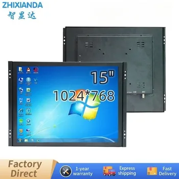 Zhixianda 산업용 디스플레이 저항성 정전식 터치 스크린 모니터, 오픈 프레임 AV BNC VGA HDMI USB 15 인치 4:3 1024x768