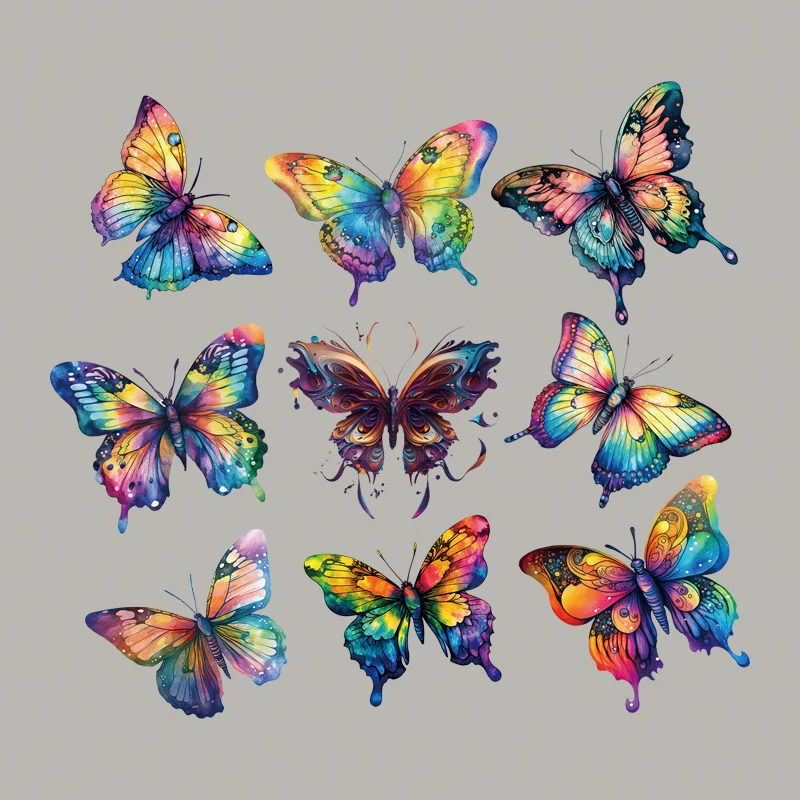 Colorful Butterfly Set Iron-On Patches T-Shirt Jeans Heat Transfer Diy Craft Supplies Garment Clothes Appliqued Thermal Stickers