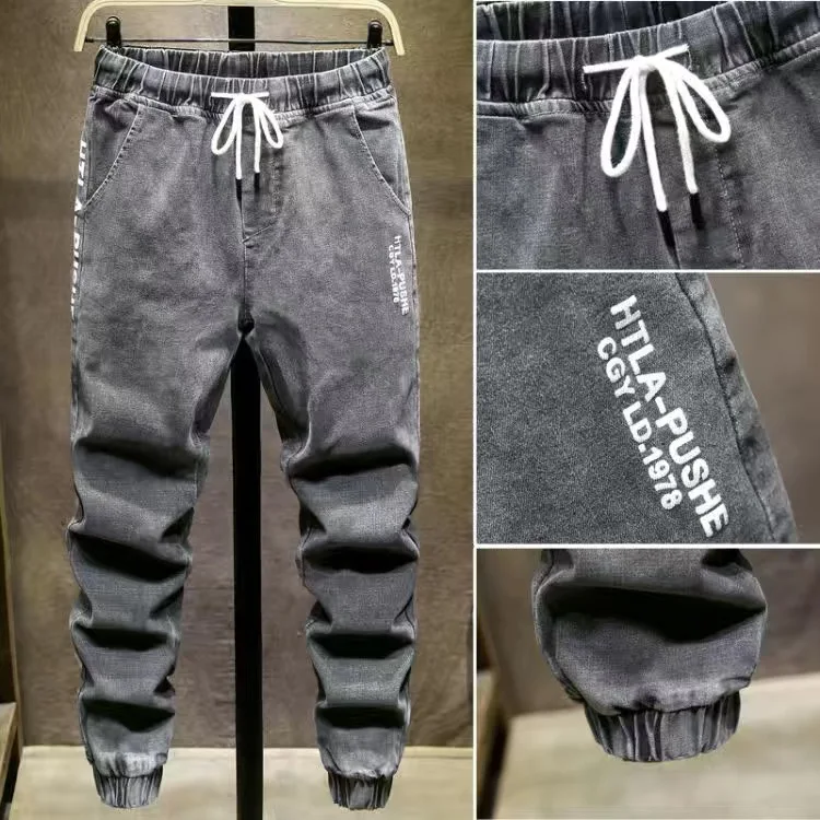 Men'S Jeans Slim Printing Streetwear Denim Pants Trend Brand