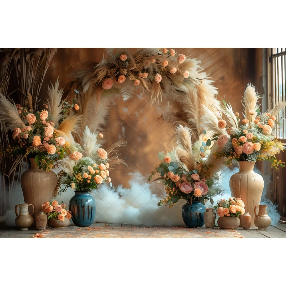 Photography Background Retro Boho Floral Pampas Kid Birthday Party Wedding Pregnant Portrait Decor Photo Backdrop Studio 3