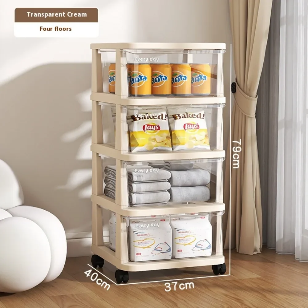 Transparent Drawer-Type Storage Trolley Multi-Layer Drawer-Type Plastic Storage Trolley for Living Room and Kitchen Organization