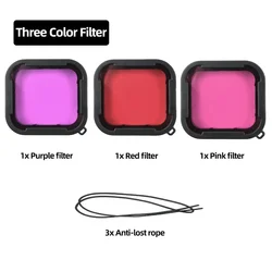 Diving Filter Lens Cap Set for Action Cameras - Red, Purple, Pink Protective Lenses for Underwater Photography