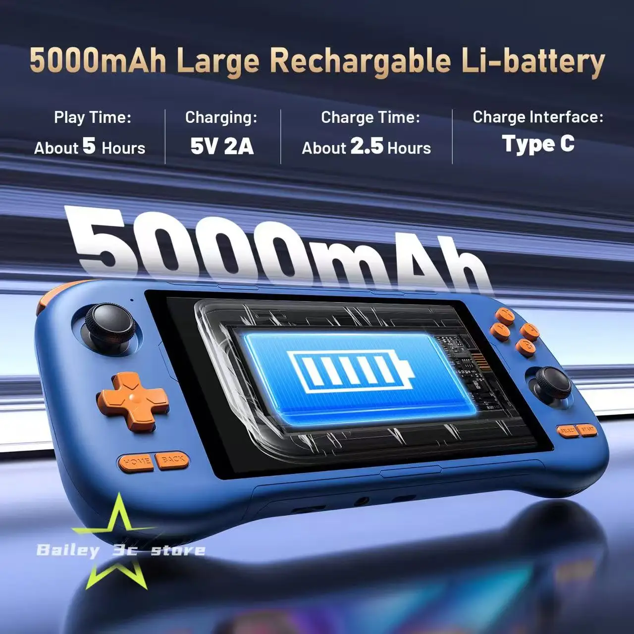New KINHANK K56 Handheld Console, 5.5-inch Touchscreen, Android 14, 5000mAh, Supports 50 Emulato, For Retro Game_voghion.com