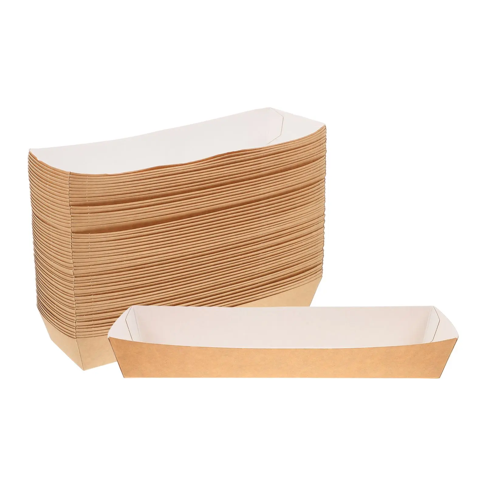 50pcs Disposable Paper Sandwich and Hot Dog Boxes, Kraft Food Boat Trays for Takeout, P... - SKU DPSB1803 - UGI Packaging