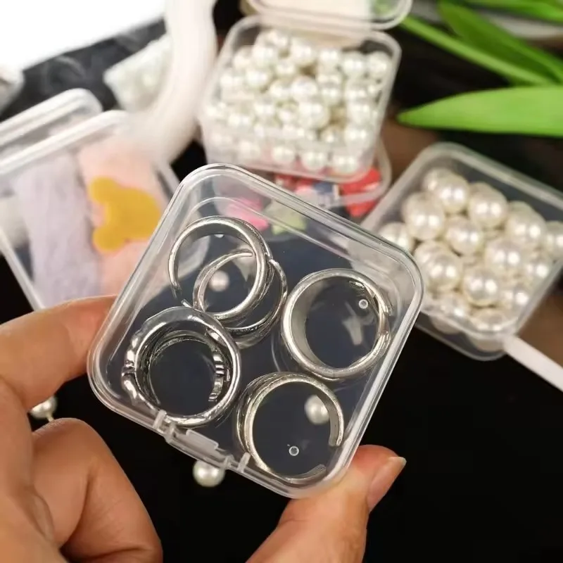72/6PCS 미니 사각형 스토리지 박스 투명 플라스틱 상자 귀걸이 쥬얼리 귀마개 포장 용기 방진 스토리지 주최자