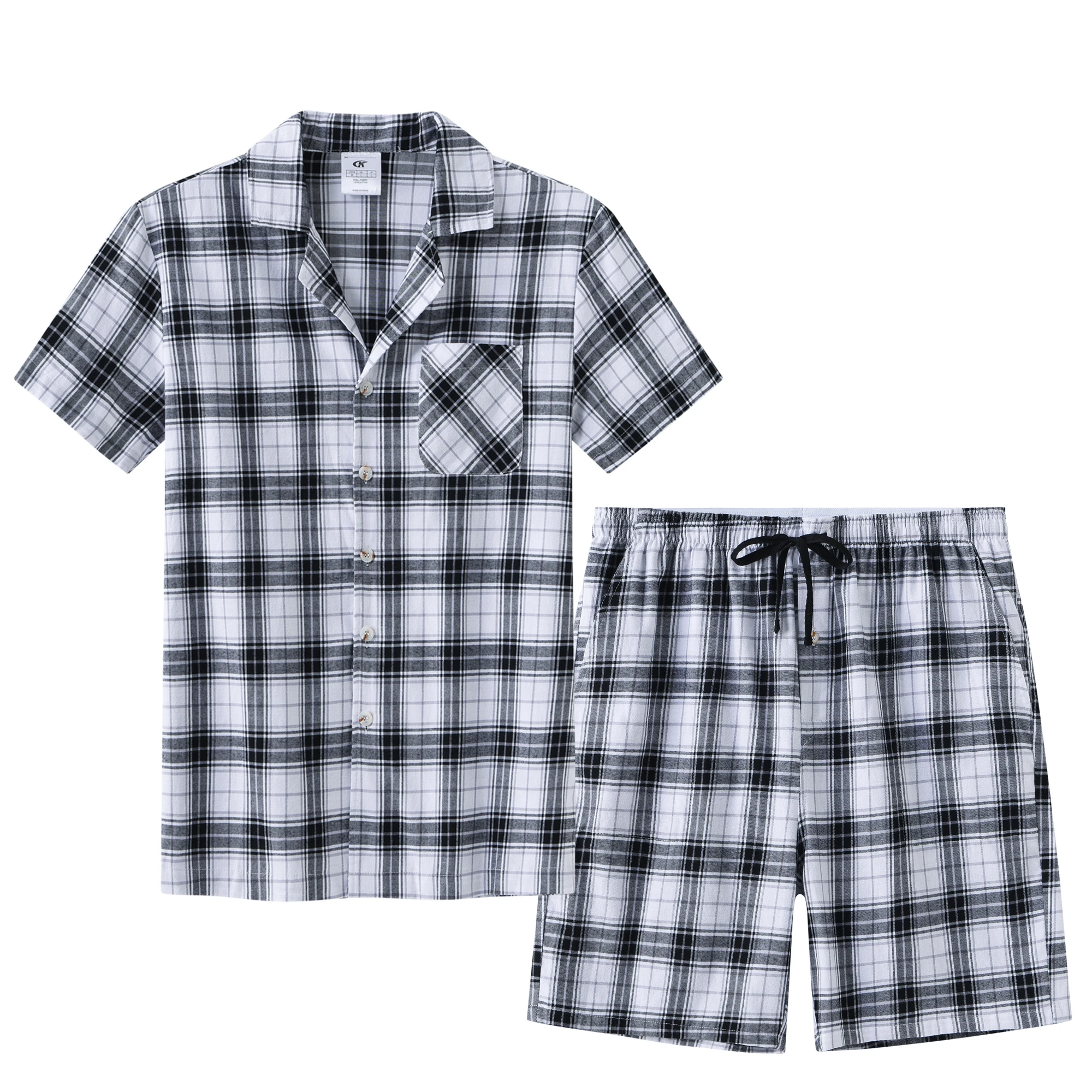 Men Summer Short Pajama Set 2Pcs Cotton Breathable Crop Pajama Short Sets Bottoms & Tops Cozy Suit for Home Outdoor pajama sets