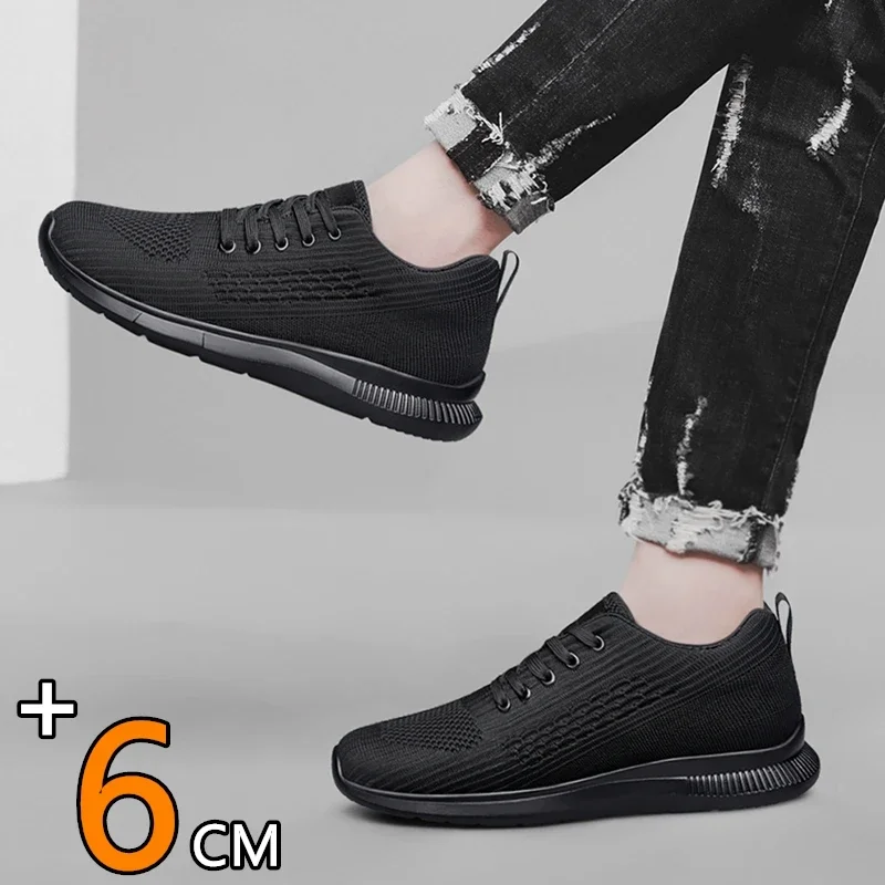 Big Size 37-47 Men Breathable Mesh Elevator Sport Shoes Soft Comfortable 6cm Hidden Heels Lift Height Increasing Casual Sneakes 4