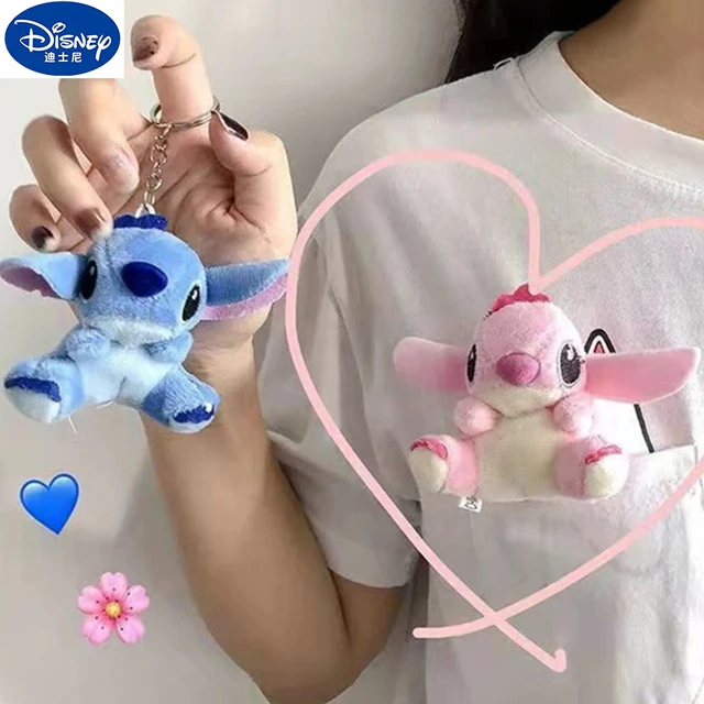 10CM Lilo & Stitch Plush Toy Pendant Kawaii Stitch Angel Soft Stuffed Doll  Phone Backpack Keychain Children Birthday Gift, Pink 