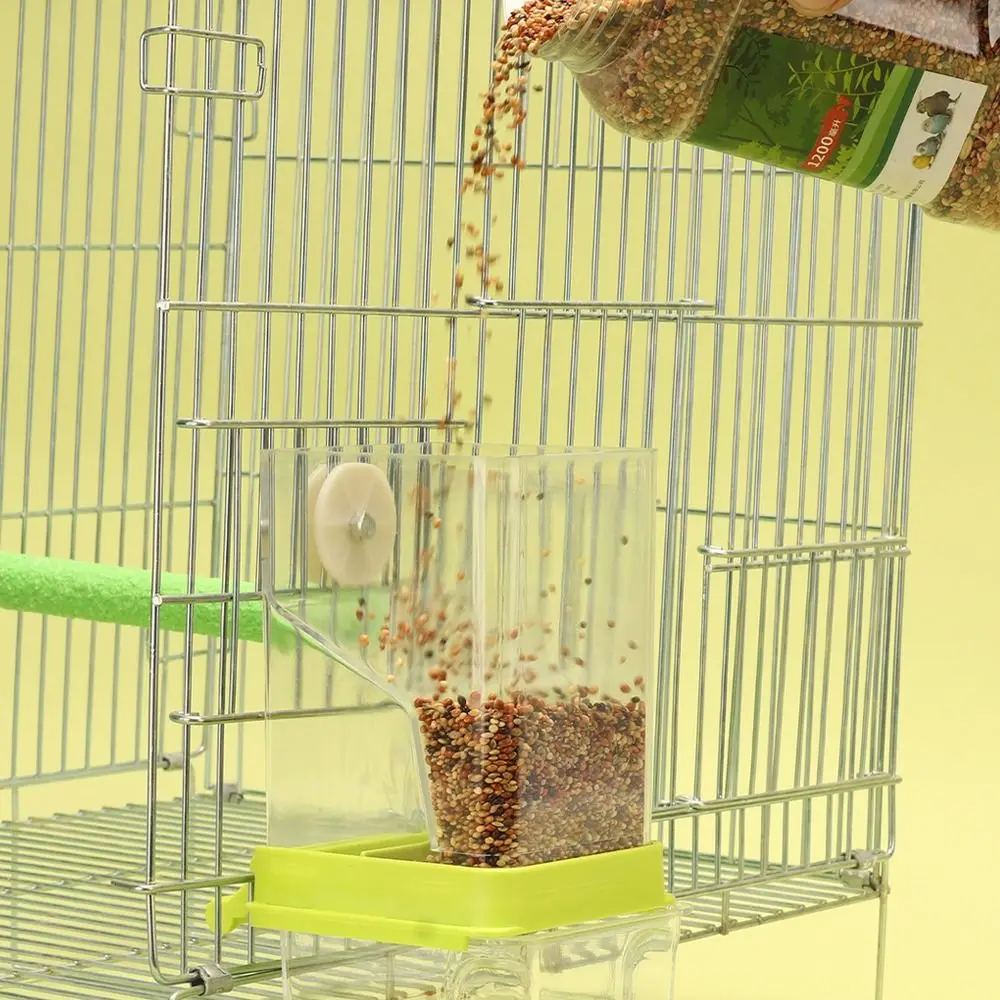 Acrylic Automatic Bird Feeder No Mess Transparent Pet Bird Food Container Large Capacity Splash Proof Parrot Hanging Feeder