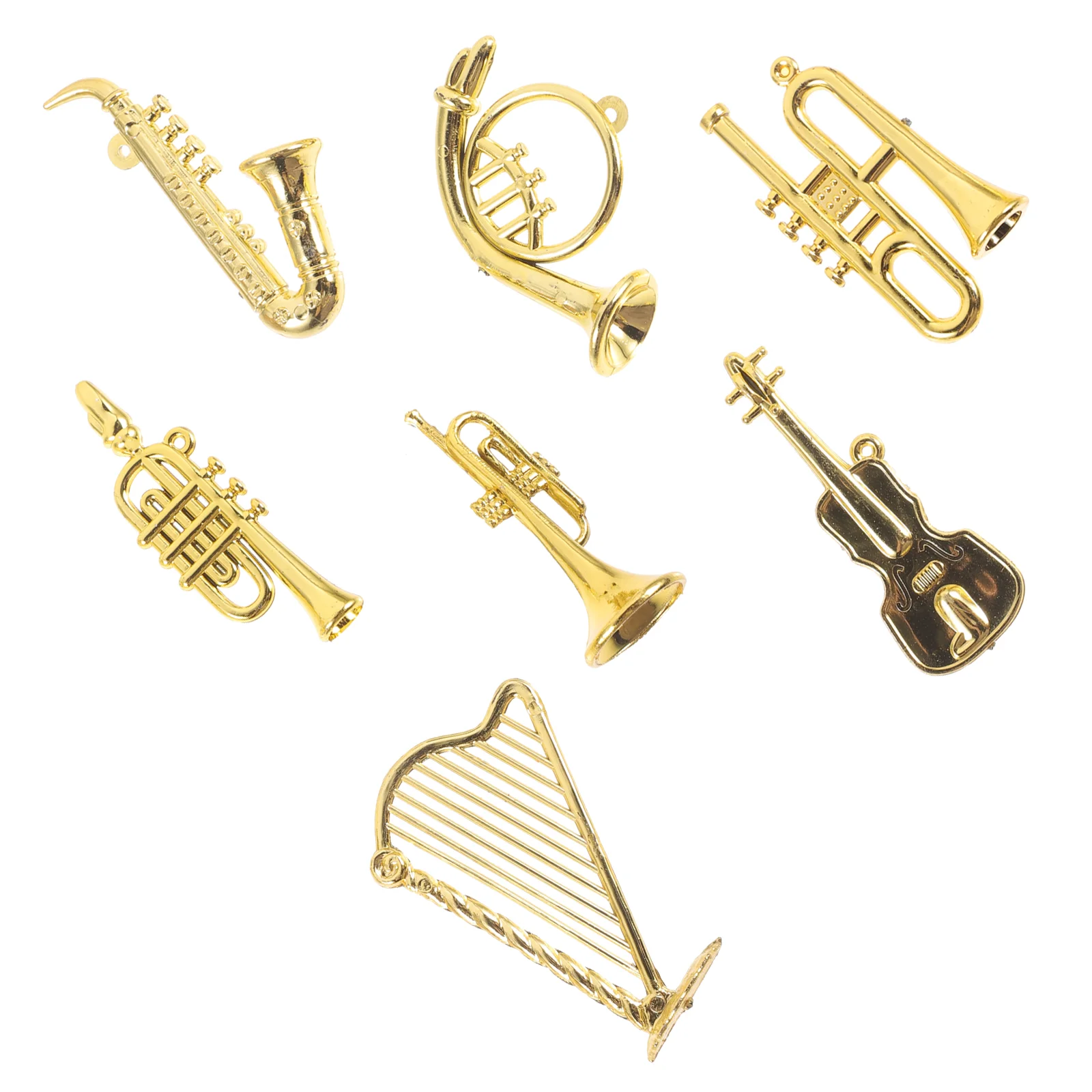 7pcs Mini Musical Instruments Christmas Tree Hanging naments Xmas Decor Miniature Instruments Home Decor Plastic Instrument 6