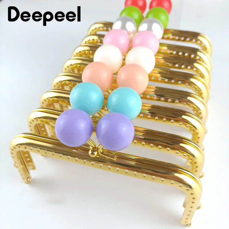5/10Pcs 12.5cm Candy Bead Bags Handle Purse Frames Metal Kiss Clasp Sew Kit Handles for Making Bag Sewing Brackets Accessories