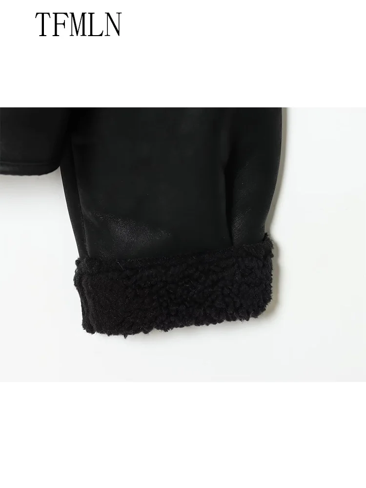 Women New Faux Leather Coat 2025 Autumn Winter Stand Collar Single Breasted Long Sleeve Jacket Fashion Female Loose Lady Outwear