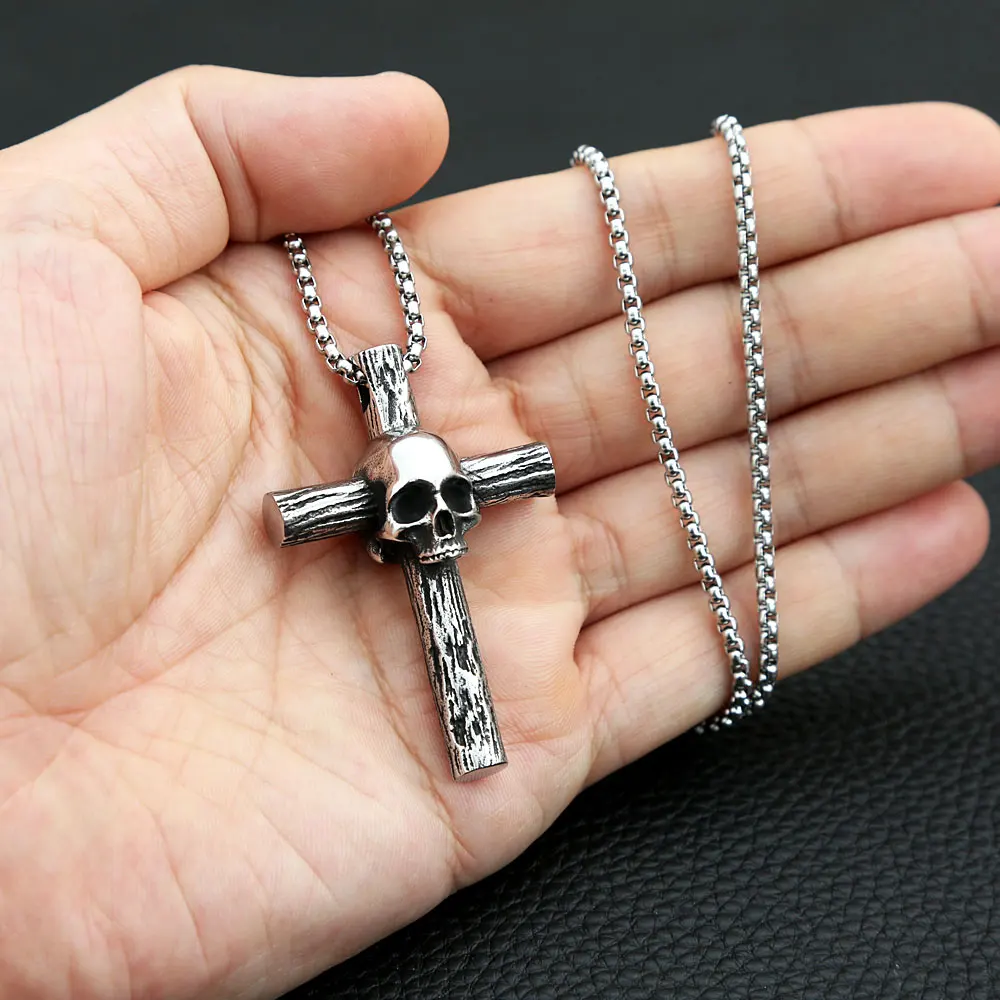 Ubuy Stainless Steel Men's Crucifix Cross Necklace Stainless