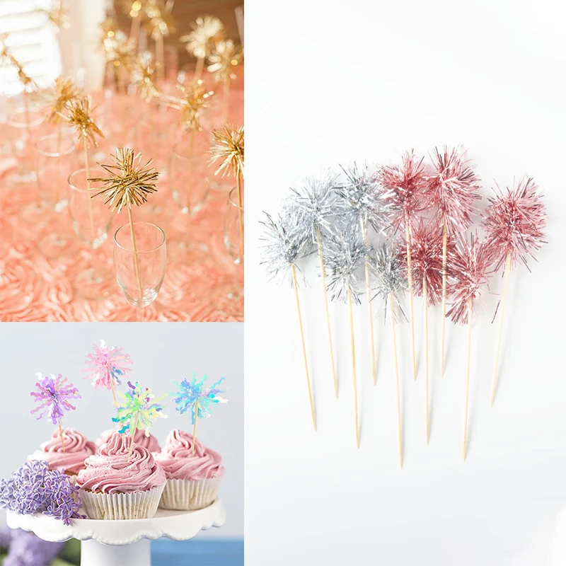 

10pcs Tinsel Drink Stirrers Tinsel Cake Pop Sticks Silver Tinsel Gold Tinsel Metallic Drink Stirs Metallic Bar Cart Decor