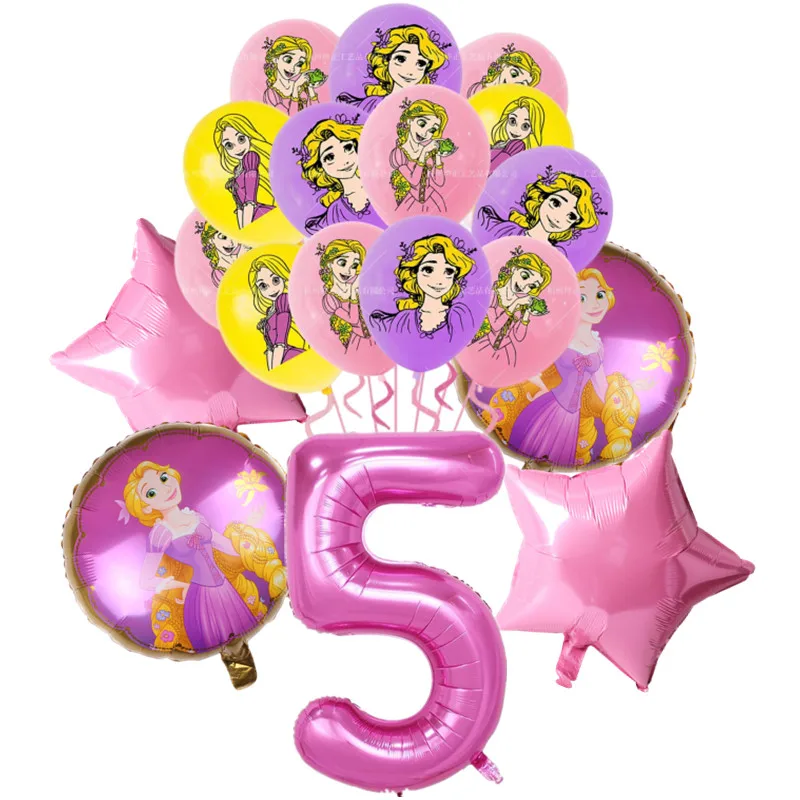 Princess Rapunzel Balloon 15pcs Girl Birthday Party Supplies Gift Home Decor 32inch Number Ballon Baby Shower Wedding Decoration latex balloon,metallic sequin balloons,foil number balloons,foil balloons,birthday balloons,aluminum balloon,white balloons,birthday balloon set,party balloon set,birthday party decoration set,inflatable balloon