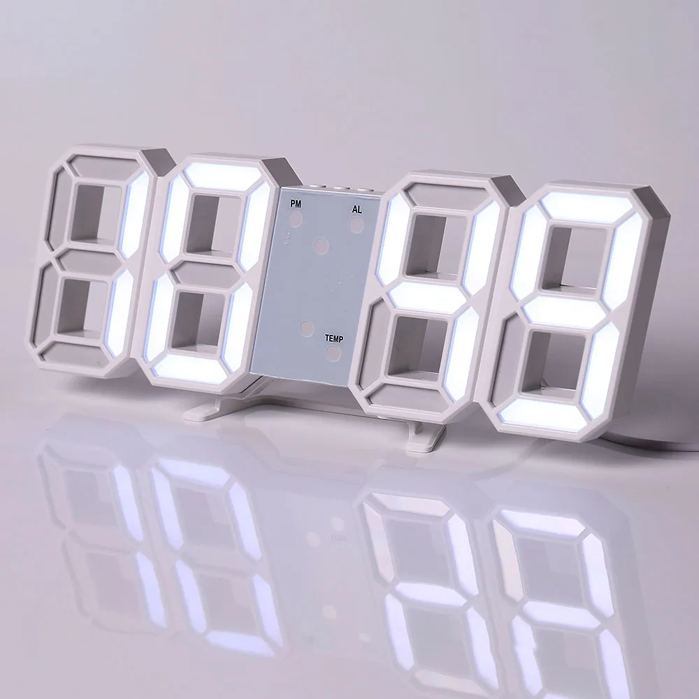 Modern LED Digital Wall Clock with 3D Display and Temperature Indicator