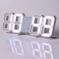 Modern LED Digital Wall Clock with 3D Display and Temperature Indicator (White frame white)