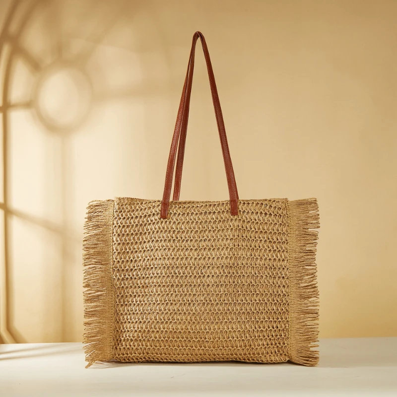 Ins Style Vintage Straw Bag Large Capacity Tote Bag Braided Shoulder Bag Underarm Bag Holiday Wind Beach Bag Shopping Bag