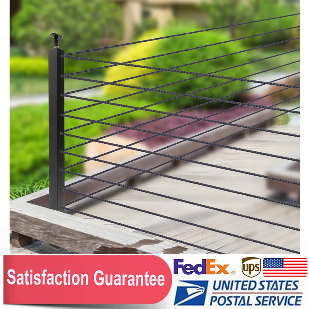 

Cable Railing Post Corner Post L-drilled Square Stainless Steel Black Finish Pre-Drilled Posts Top Mount