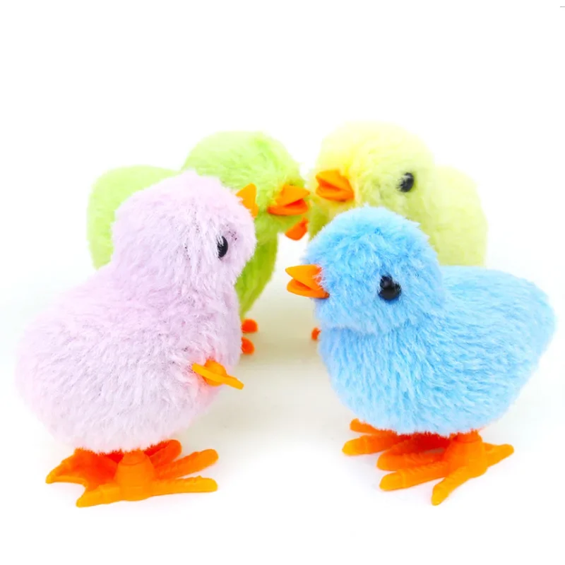 Cute Wind Up Chick Plush Animals Toy Kids Boy Girl Stuffed Animals Clockwork Walking Toys 1pcs