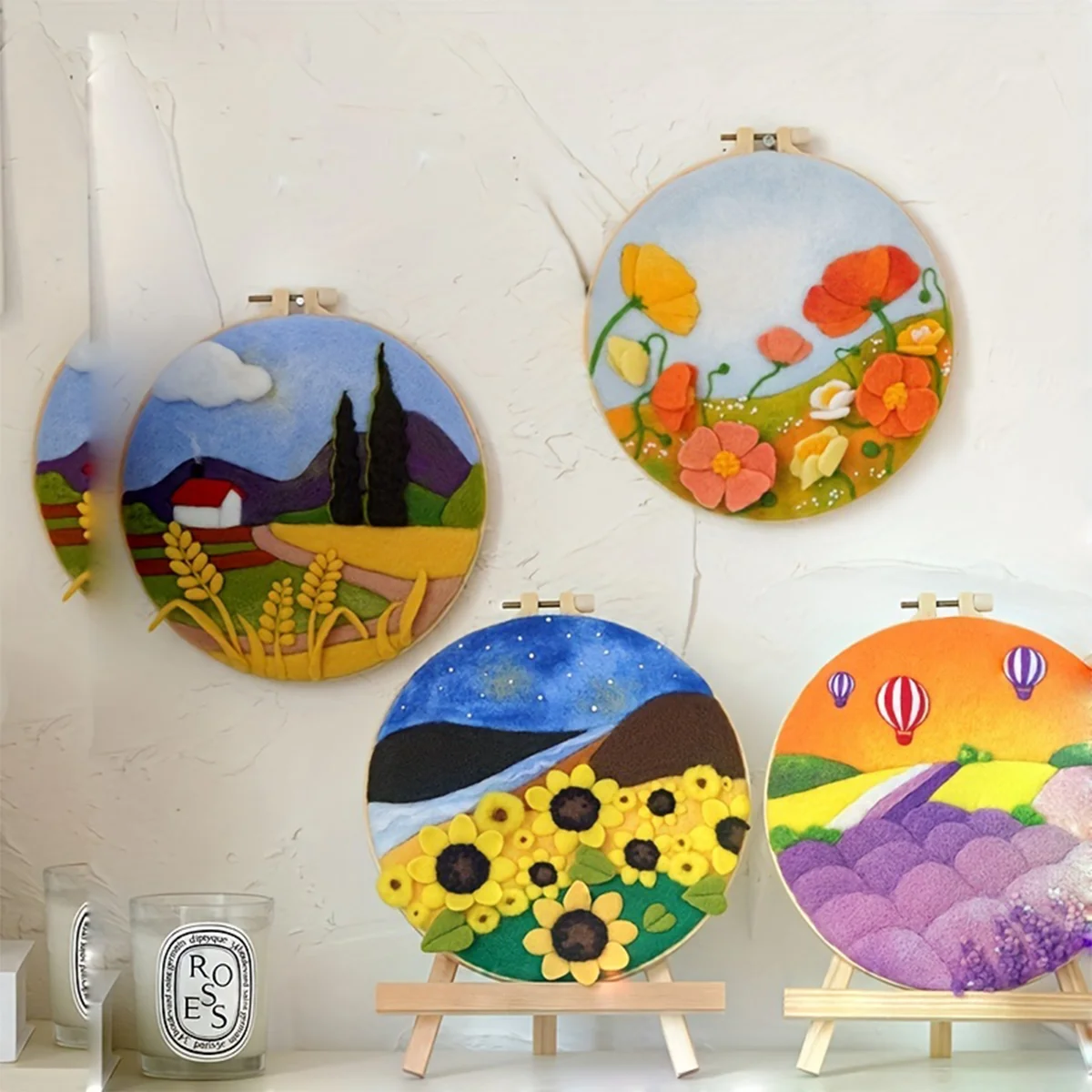 1pc Wool Felt Handmade Diy Material Package Photo Frame Decoration Painting Decompression Decoration Innovative Heart Gift