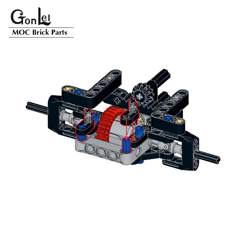 MOC Compact 4WD Front Axle With Differential for Mechanism Front Suspension Streering System Technical Bricks Car Building Block