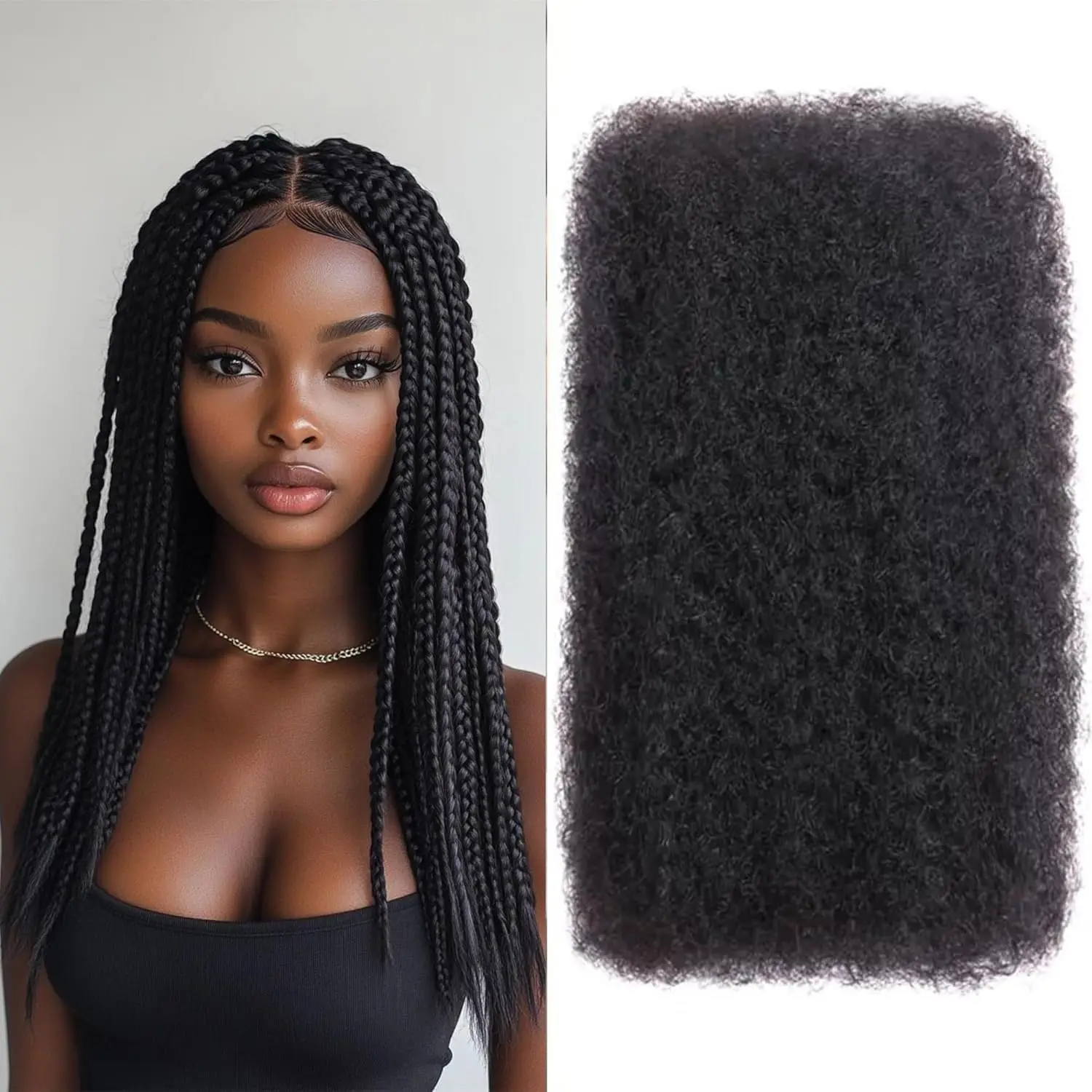 Afro Kinkys Bulk Synthetic Hair for Dreadlocks Extensions and Locs Repair 1 Pack 50 Gram Afro Kinky Curly Hair Bulk for Twist 1