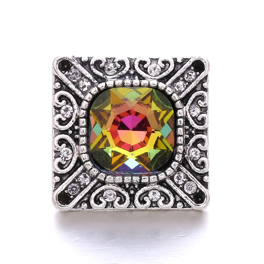 20pcs Square Crystal 18mm Snap Buttons Fit Snaps Bracelet  Necklace DIY Charms Jewelry