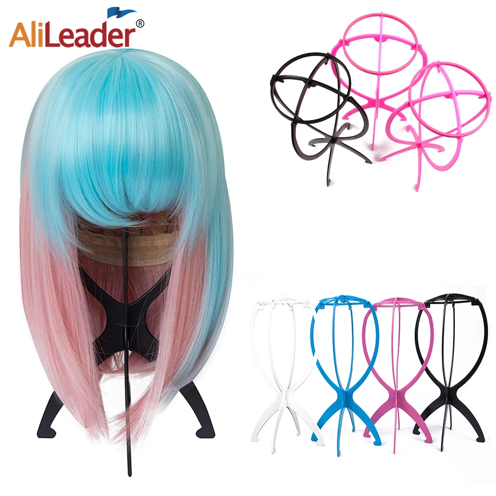 

Wig Stand Plastic wig Display Black Pink White Blue Portable Wig Head Stand For Multiple Wigs Collapsible Wig Holder Stand