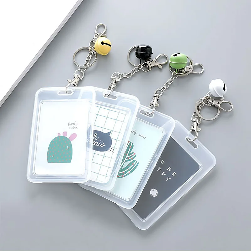 eTya Women Credit Card Holder Bag Cartoon Cute Cactus Student Card Cover Bag Bank Bus ID Bank Fruit Plant Cover Case Keychain