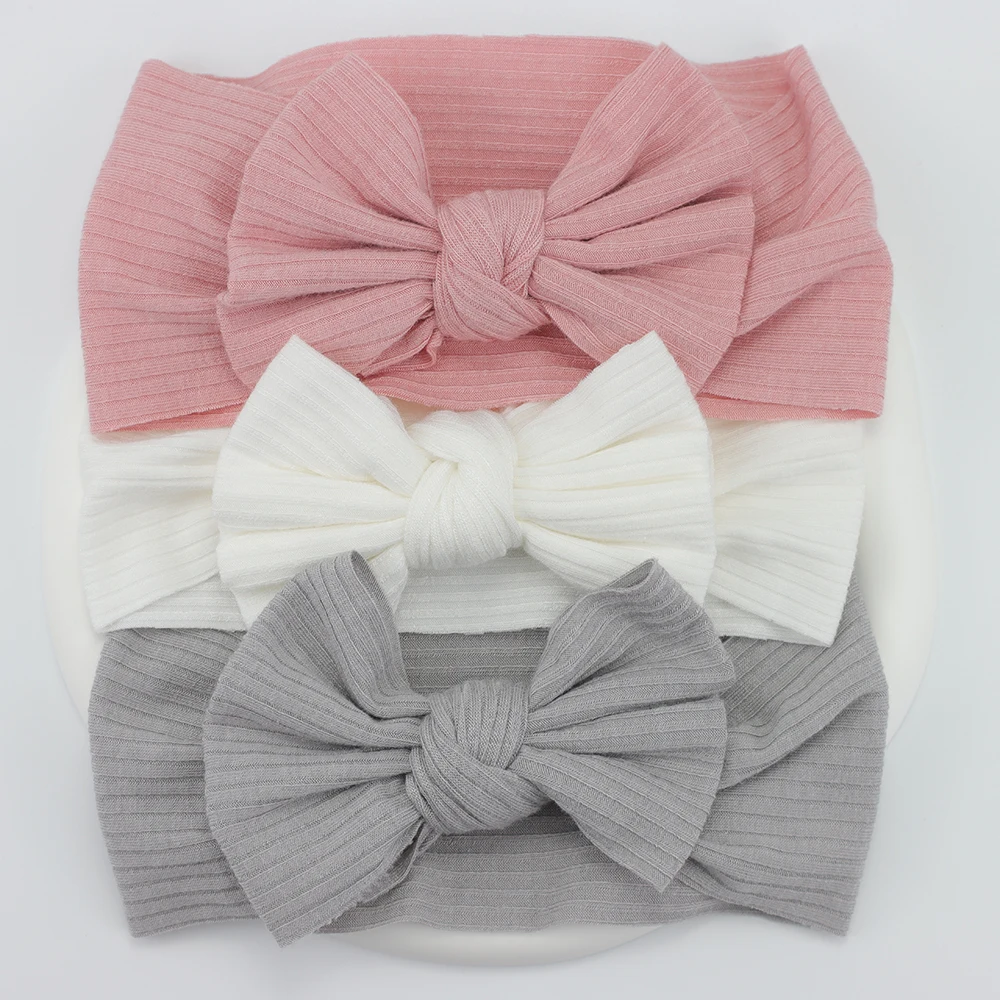 3Pcs/Lot Knit Baby Headband Bow Newborn Elastic Soft Nylon Headbands For Baby Girl Turban Infant Hair Accessories Kids Headwear