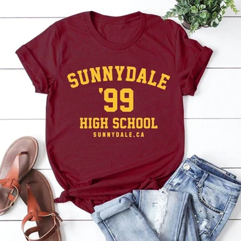 Sunnydale 99 High School Student Unisex T-shirts Sunnydale Summer Fashion Graphic Tee Women Casual Harajuku Shirt Casual Tops 1