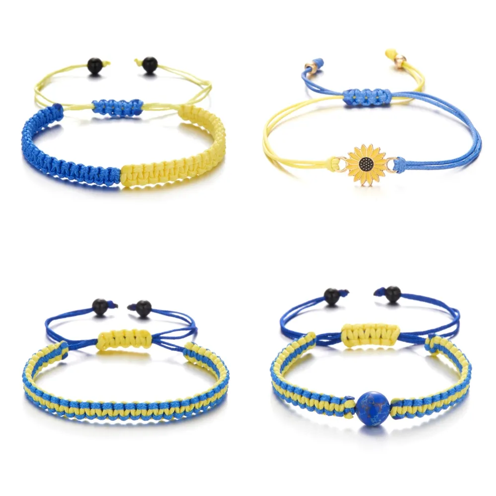 Ukraine Woven Bracelets Ukrainian Flag Handmade Braided Sunflower