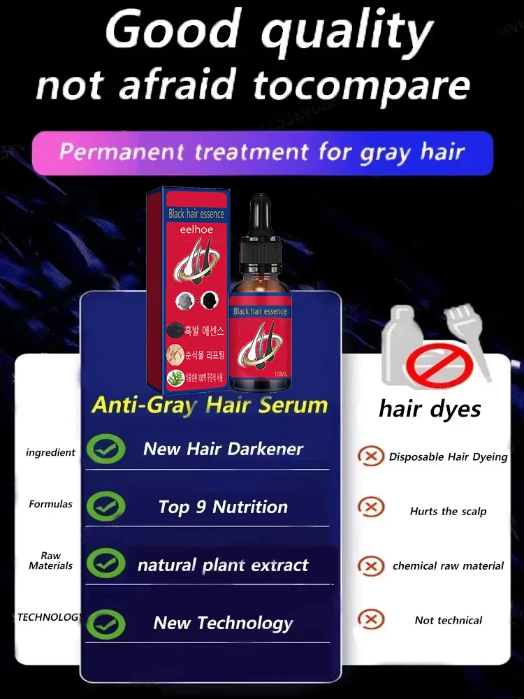 Essence anti-cheveux gris &agrave; base de plantes r&eacute;pare les cheveux gris et donne &agrave; vos cheveux l'apparence d'avoir 20 ans