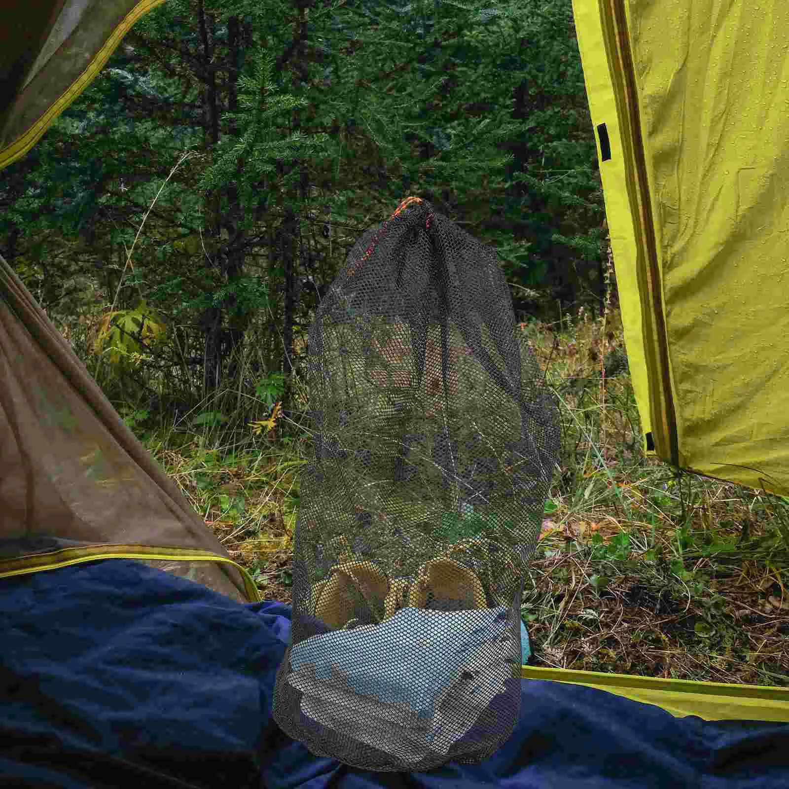 Storage Bag Sleeping Bag Outdoor Camping Sleeping Bag Storage Sack Travel Stuff Sacks Backpack Drawstring for Backpacking Hexagonal Mesh Cloth