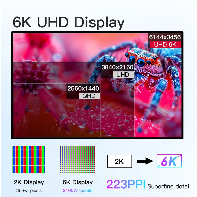 KUYCON G32P 32인치 6K 60Hz 레티나 디스플레이 모니터 (알루미늄 수직 화면, 데스크탑 사진 디자인 및 게임용)