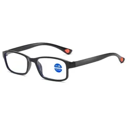Unisex Classic Comfort Fashion Square Reading Glasses, Magnification +1.0 to +4.0 - +400 (Black)