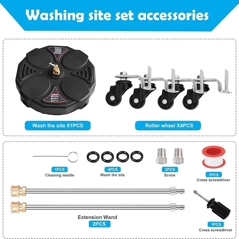 High Pressure Washer 13 Inch Round Floor Scrubbing Disc Scrubbing Disc Brush Pool Road Washer Accessories 2500PSI