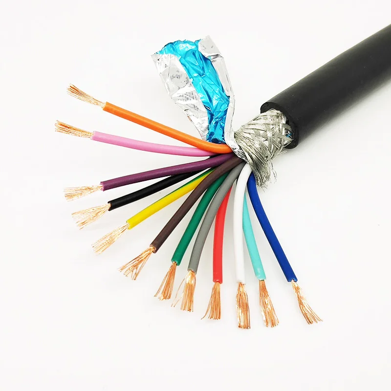 RVVP12Cores 차폐 26AWG 24AWG 22AWG 20 18 17AWG 1/5/10 미터 제어 신호 구리 와이어 PVC 절연 오디오 케이블